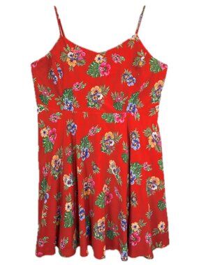 Old Navy Tropical Hawaiian Floral Rayon Tank Slip Flowy Mini Sundress Size 2XL
